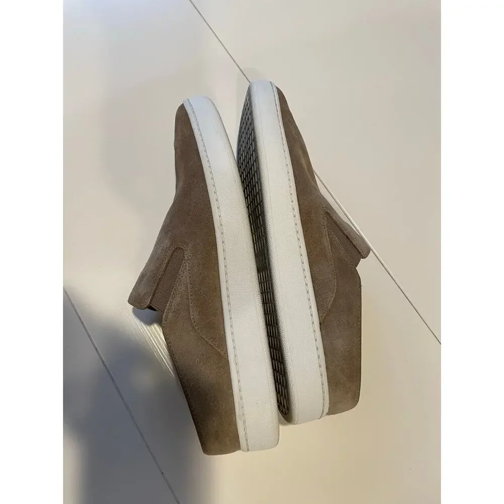 Vince Verrell Slip On Suede Mule Sneakers Sz 6.5 Low Back Tan Woodsmoke Neutral